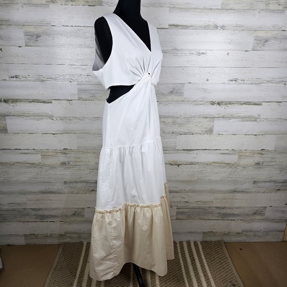 Endless Rose Twist Front Side Cutout Maxi Dress Large Cotton Cottagecore NWT - Picture 5 of 16